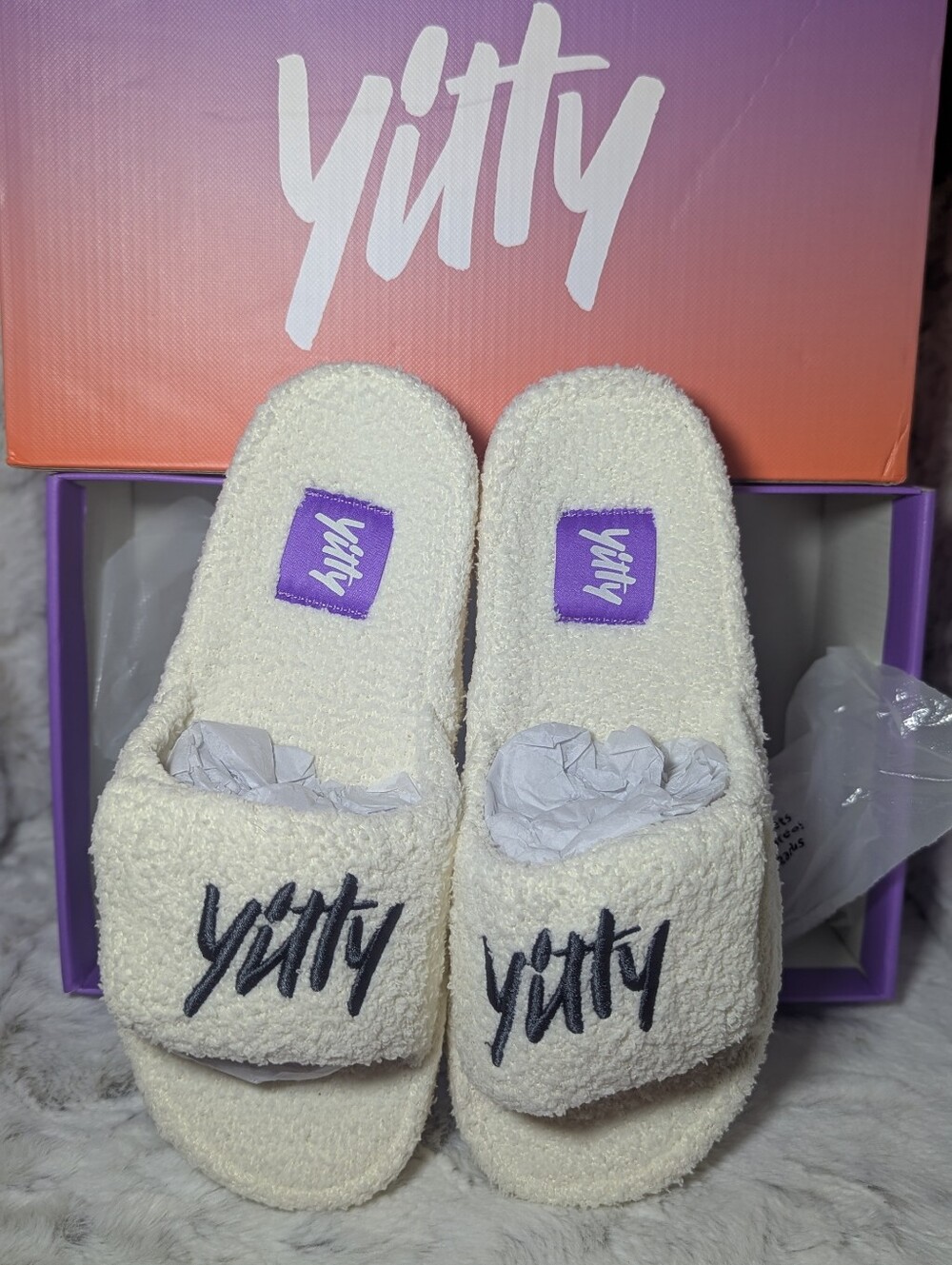 YITTY Pet Me Platform Slides Ivory Size 8 NWT